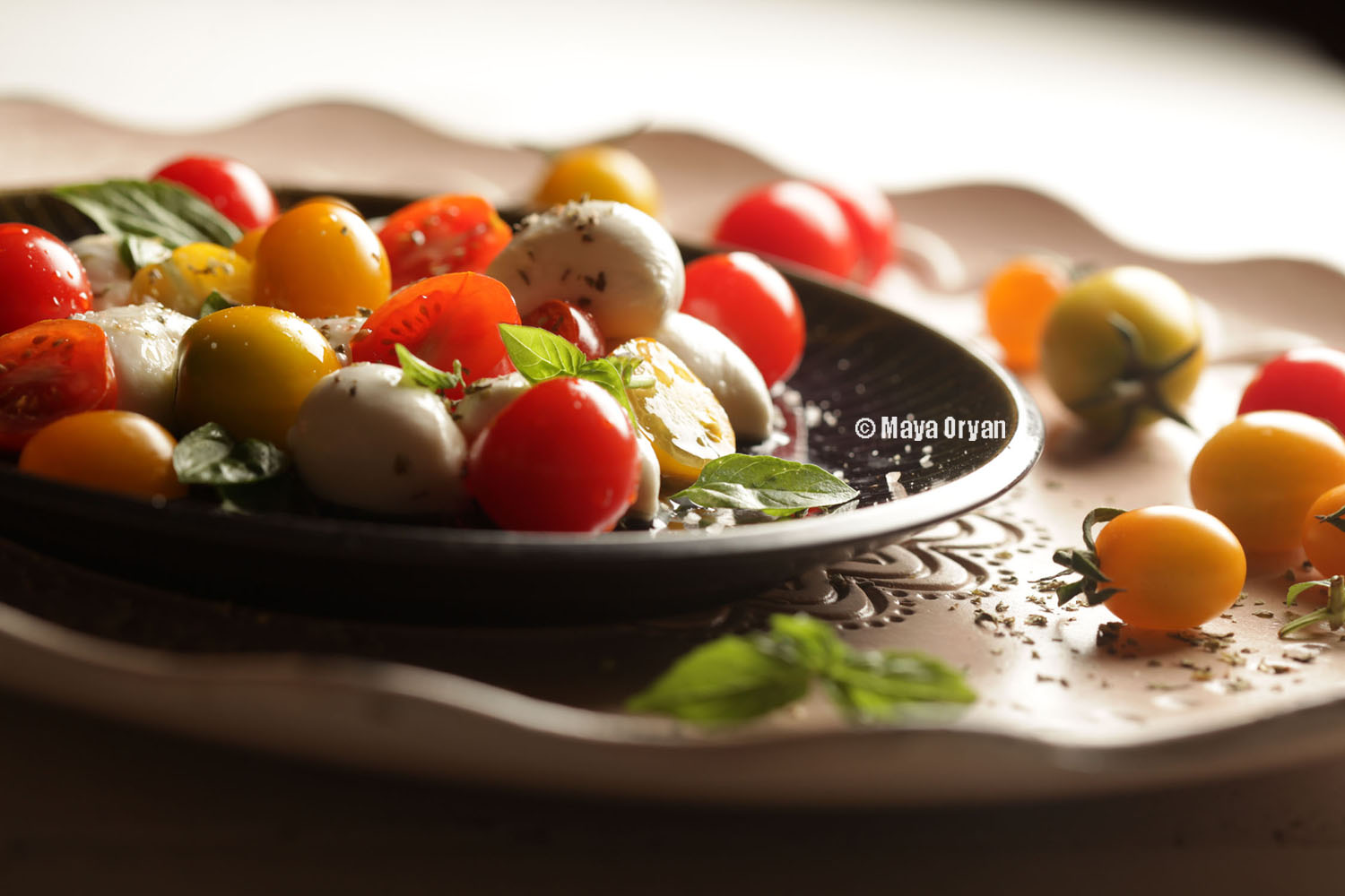 1.Yellow and Red Cherry Tomatoes Caprese Salad
